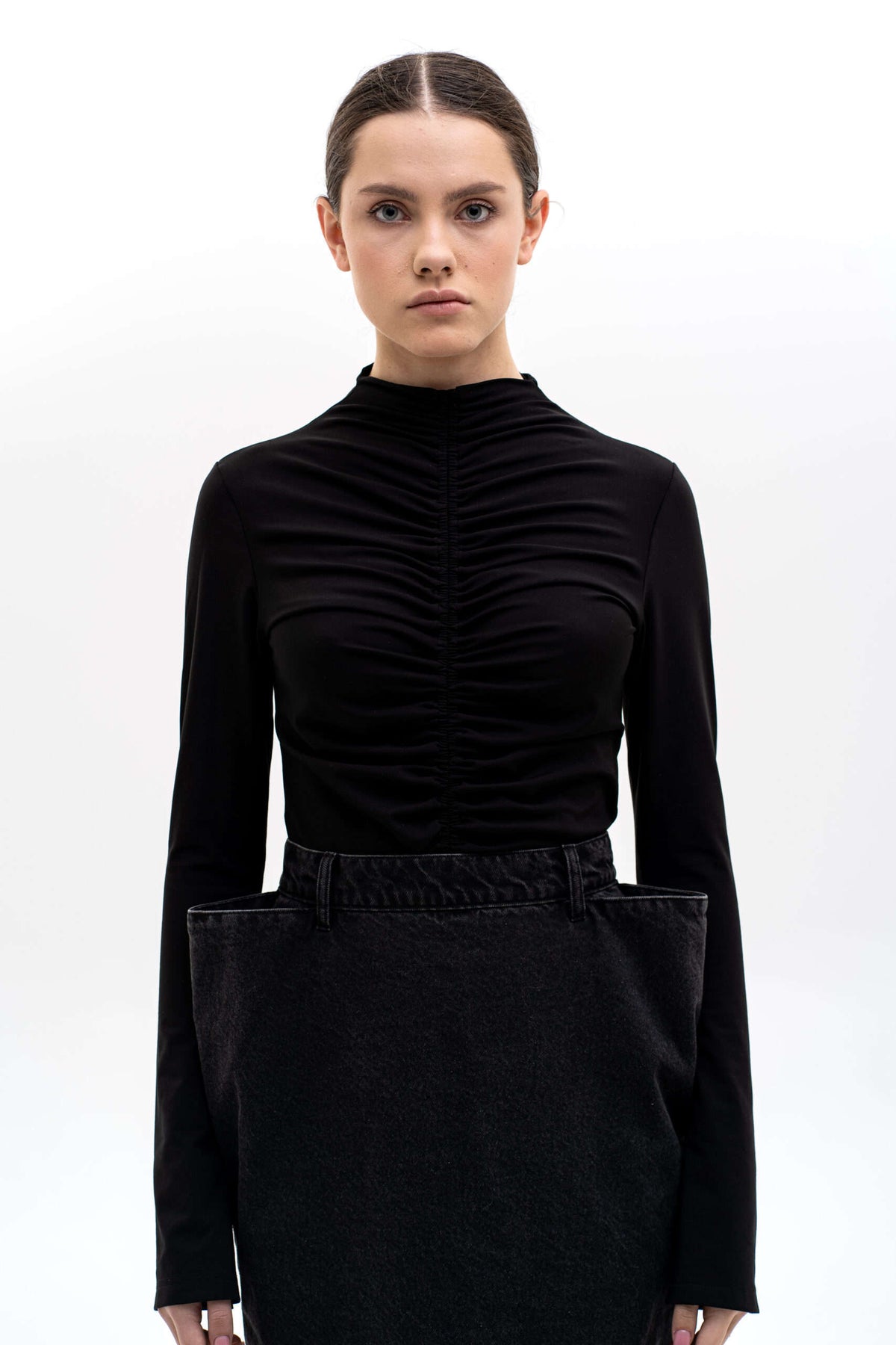Black Drape Longsleeve Top - фото 1