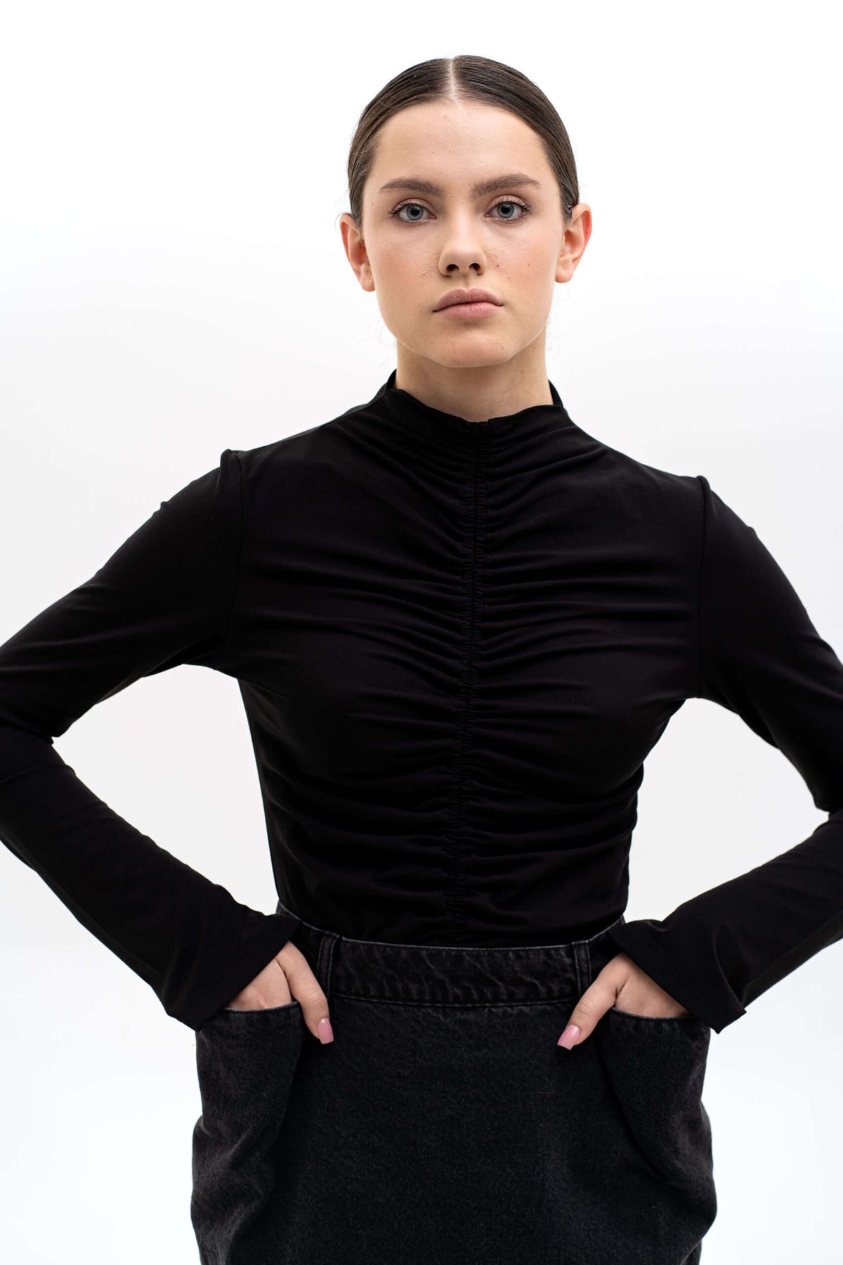 Black Drape Longsleeve Top - фото 3