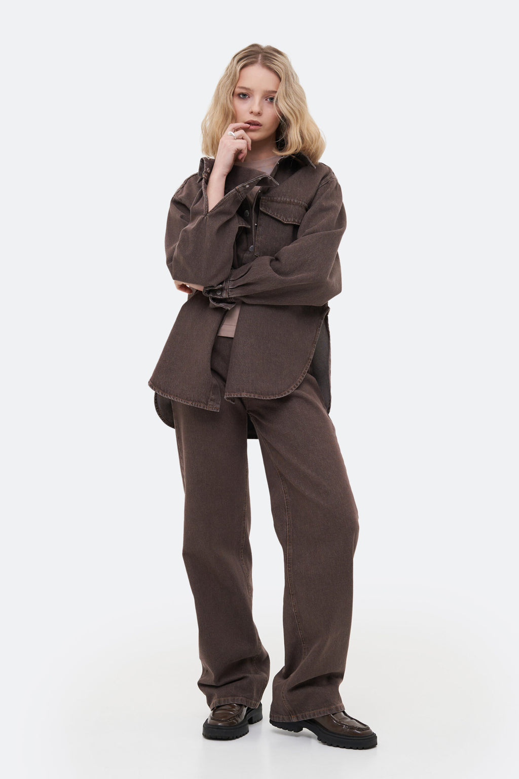 Brown Denim Shirt - фото 5