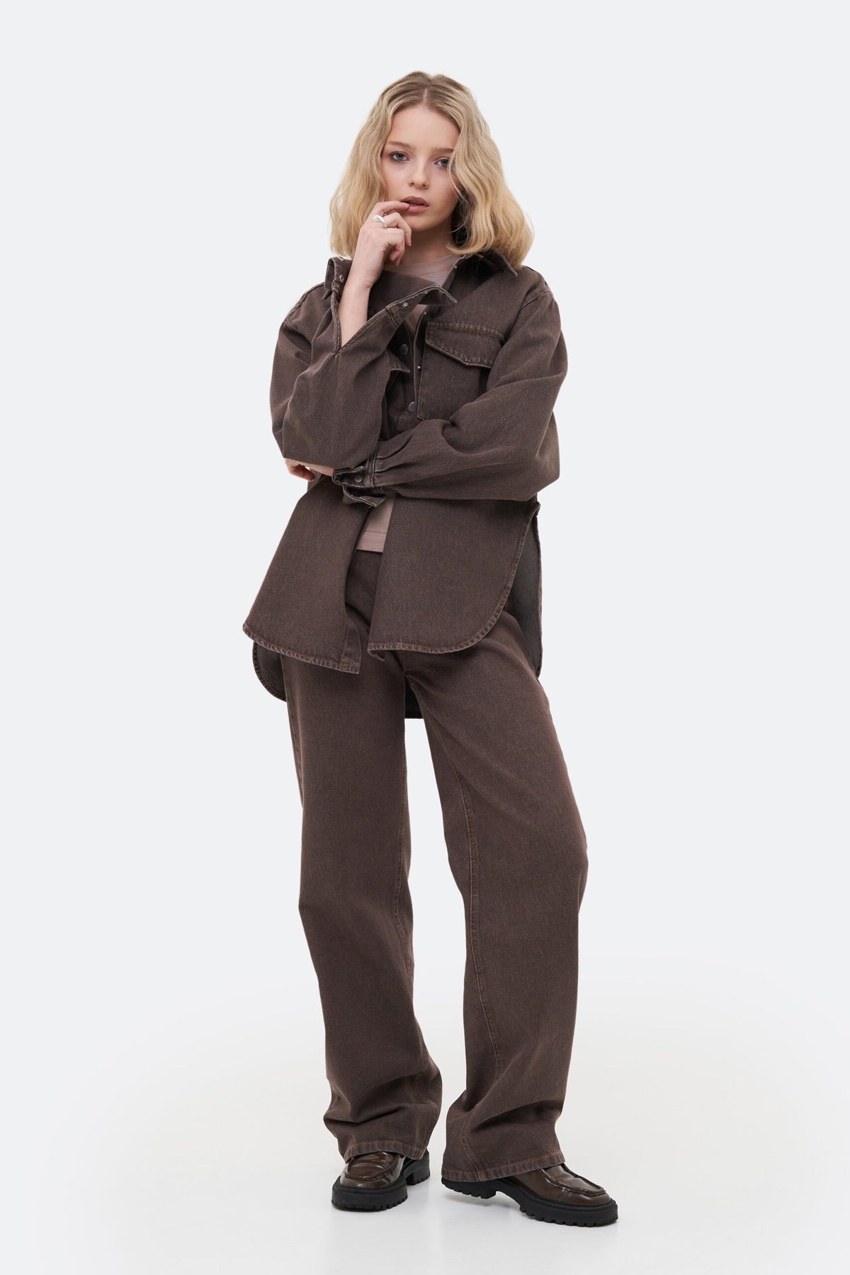 Brown Denim Shirt - фото 5
