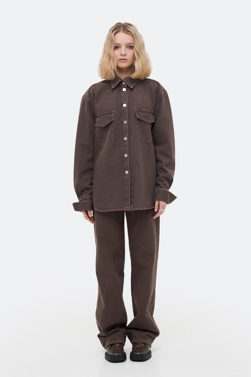 Brown Denim Shirt - фото 4