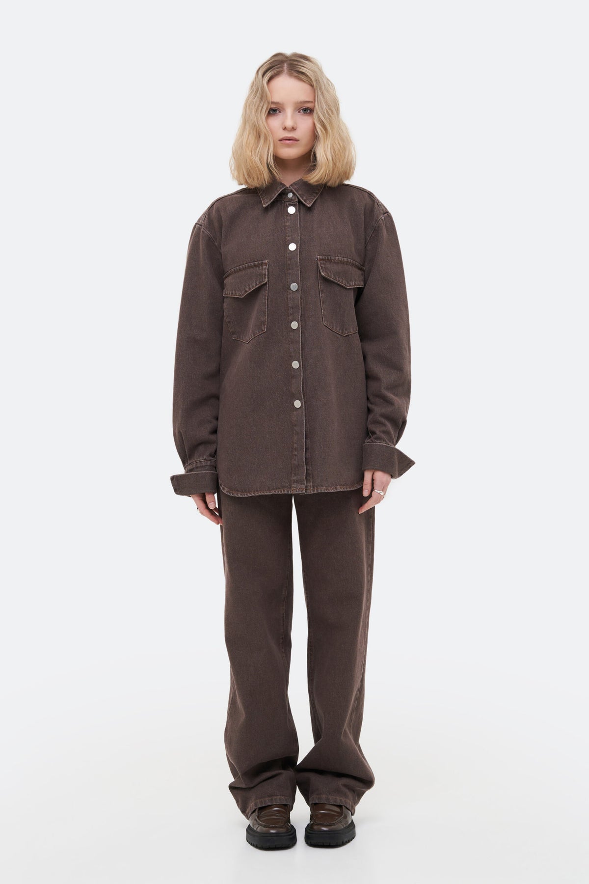 Brown Denim Shirt - фото 4