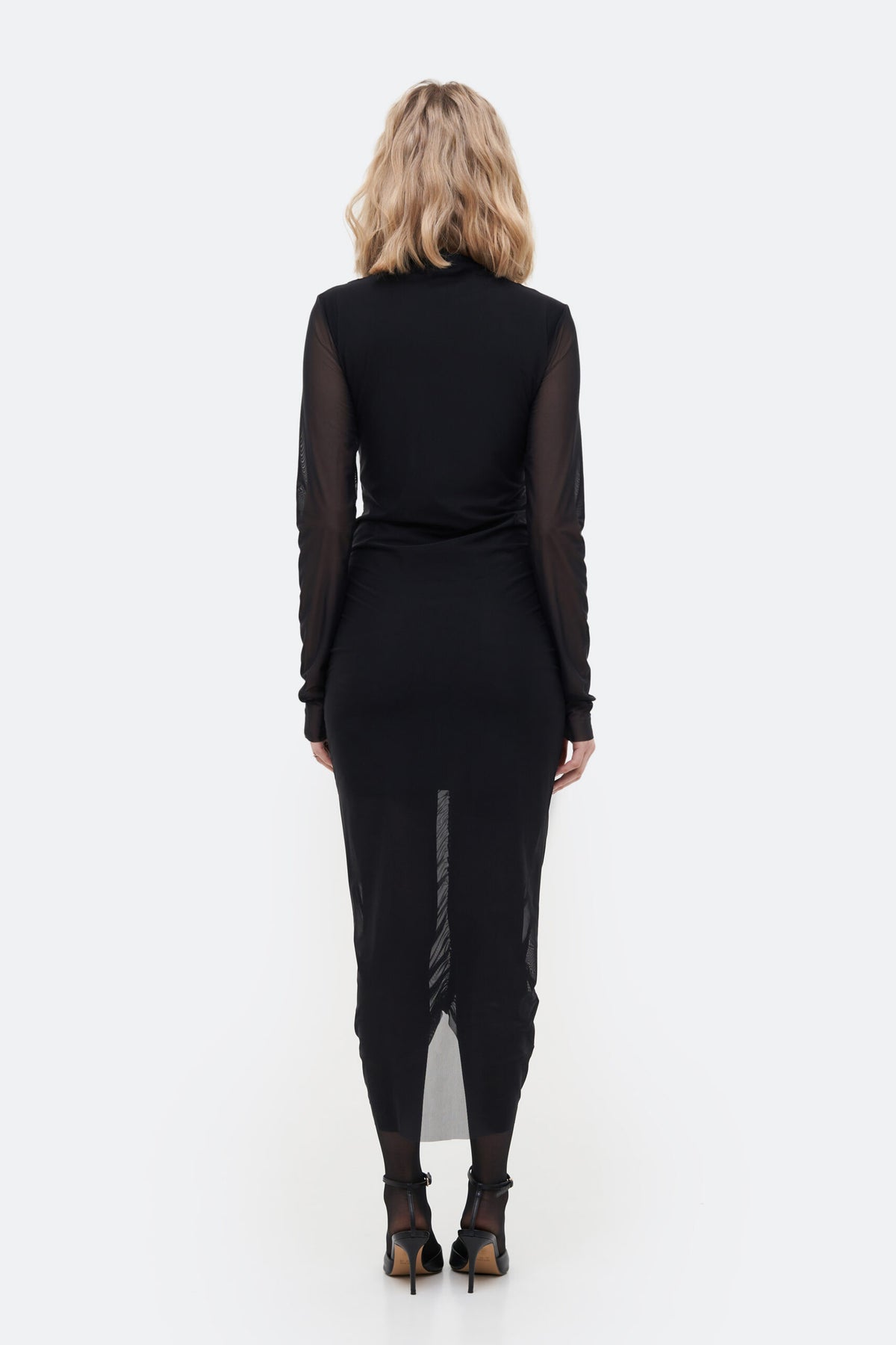 Midi Drape Black Dress - фото 2