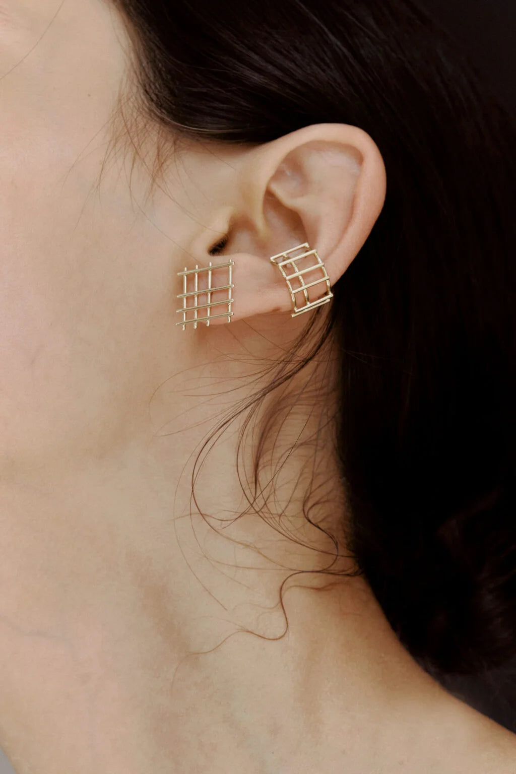 Earrings Square Grid S