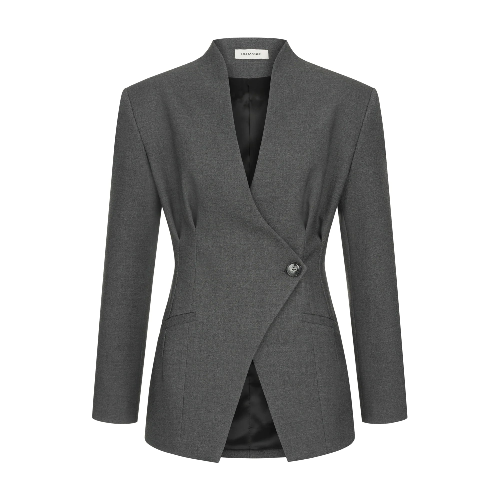 LILI MAGER Asymmetric cut black Jacket 
