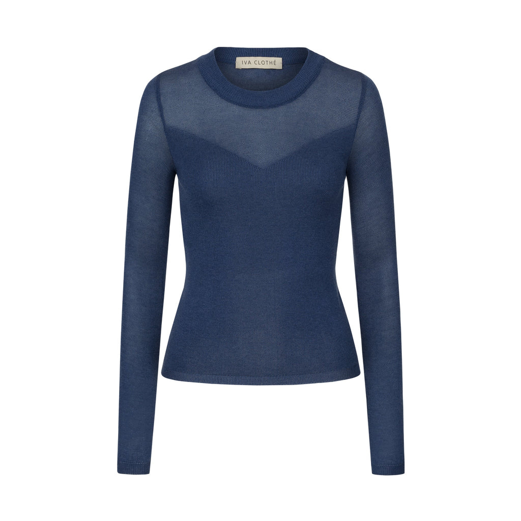 Лонгслів з v-вирізом blue denim - фото 1
