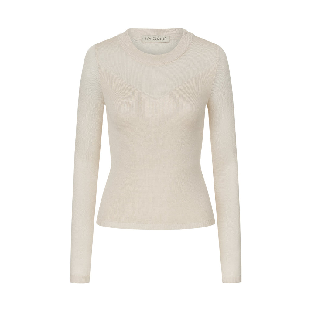 Лонгслів з v-вирізом pearl beige - фото 1