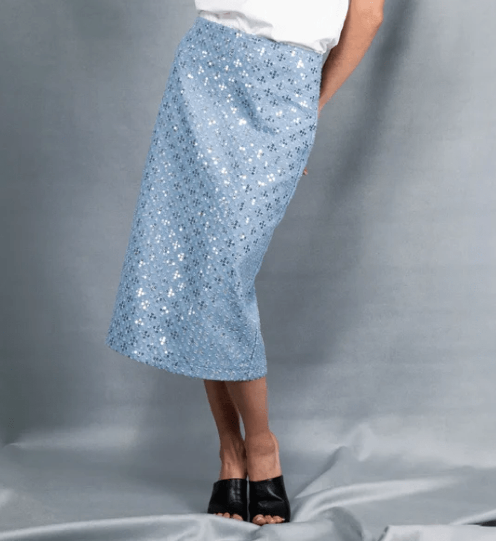 Міді-спідниця Honch Studio джинсова з паєтками Light Blue