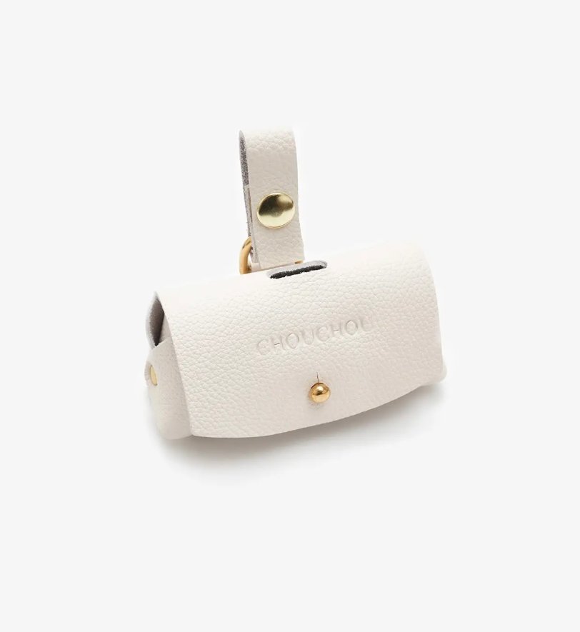 Сумочка-диспенсер CHOUCHOU шкіряна для собак "Caviar" біла