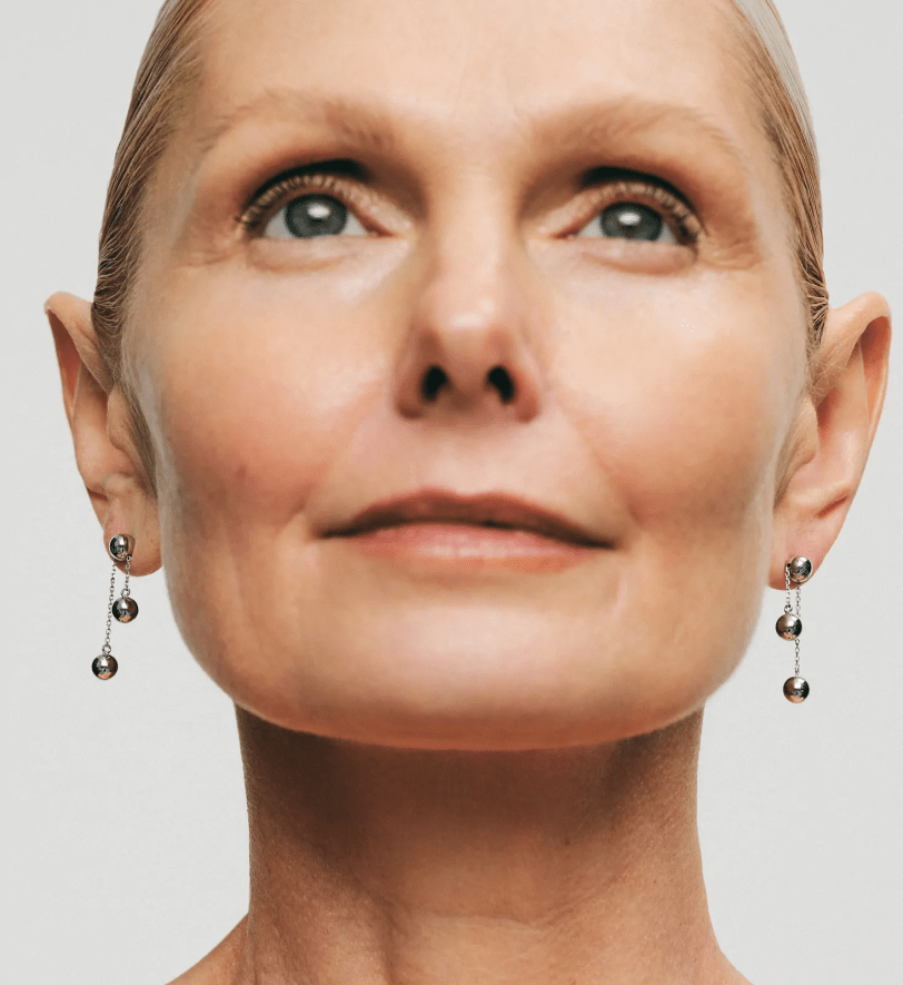 Сережки-трансформери GUZEMA подвійні, 3 маленькі кульки White Gold