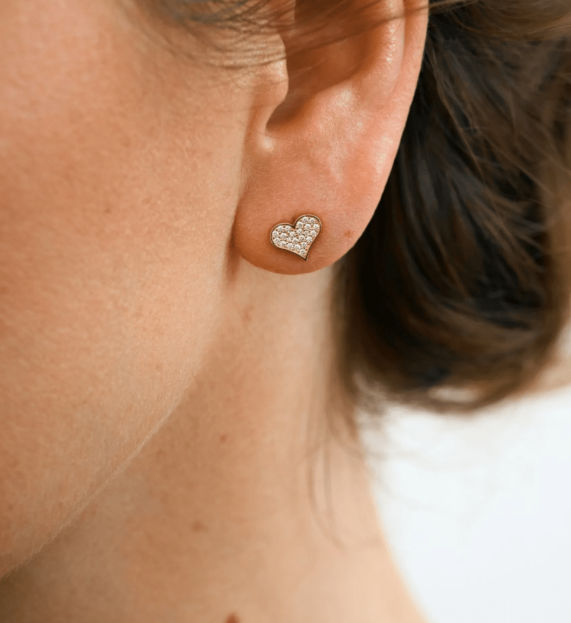 Сережки GUZEMA, серденько з діамантами Gold