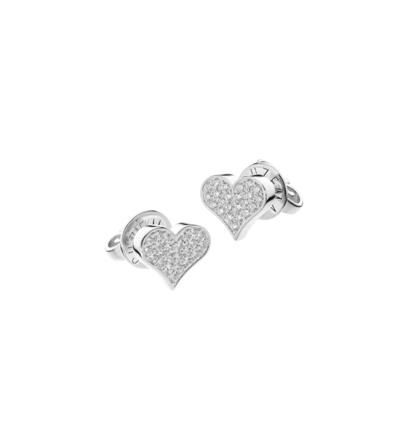 Сережки GUZEMA, серденько з діамантами White Gold