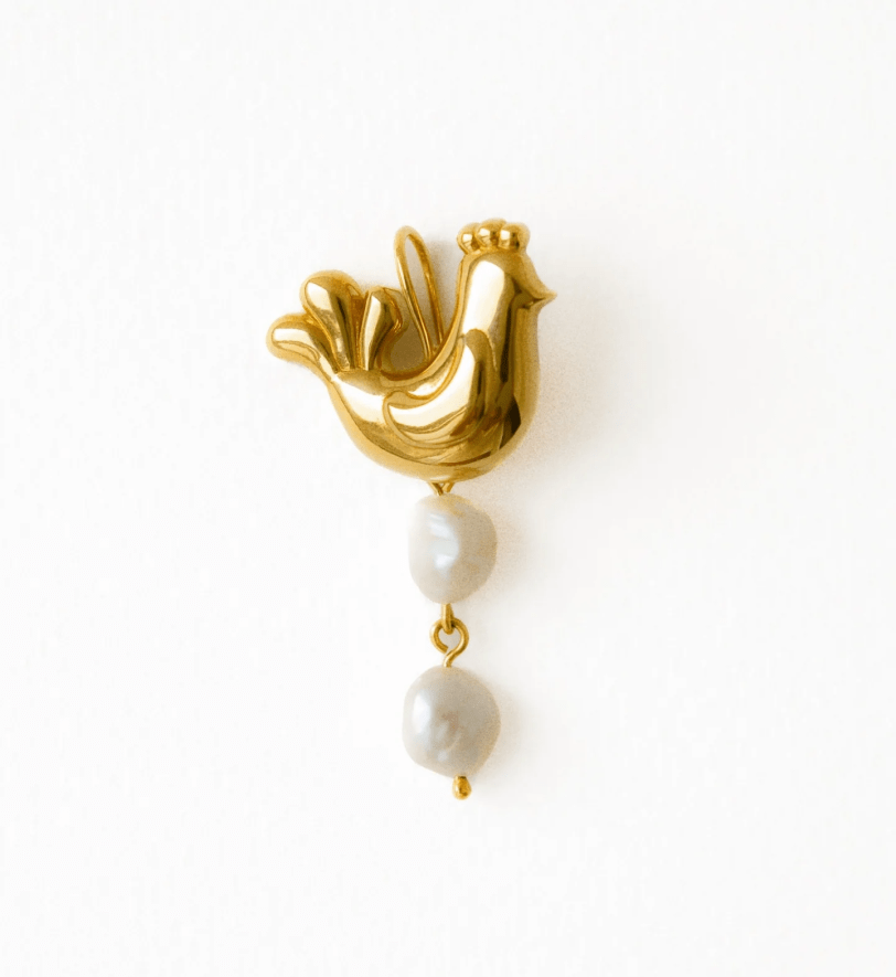 Пара сережок NYNI Kvitka та Ptashka golden