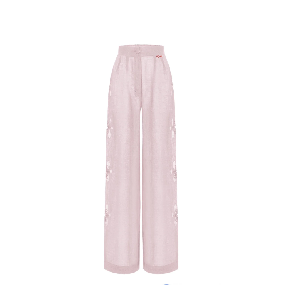 Штани Atelier Handmade з вишивкою pink