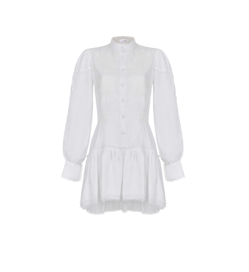 Сукня з відкритою спиною Atelier Handmade вишита напівприталена white