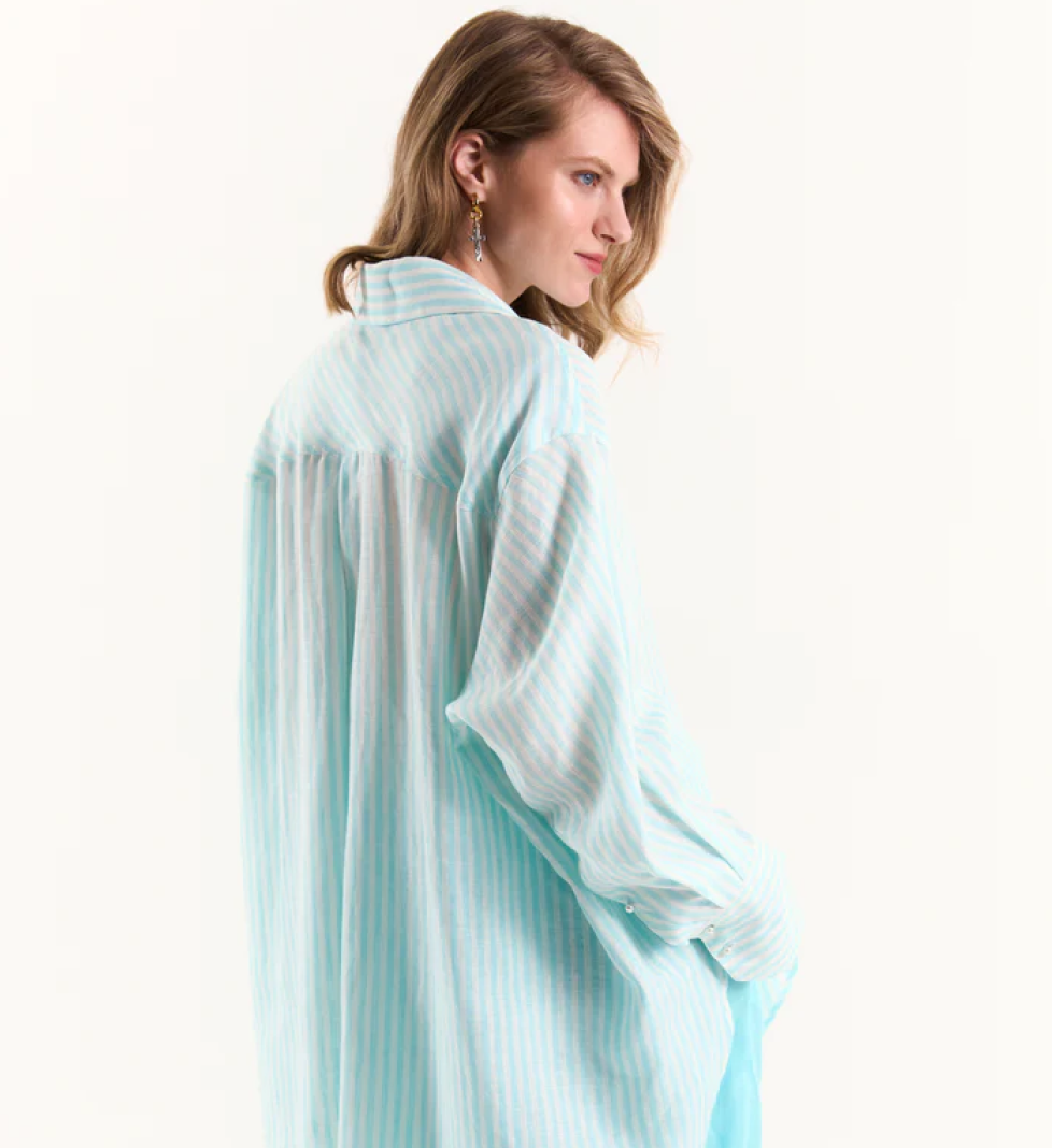 Сорочка з льону KRISTINA LAPTSO Florida Oversize turquoise