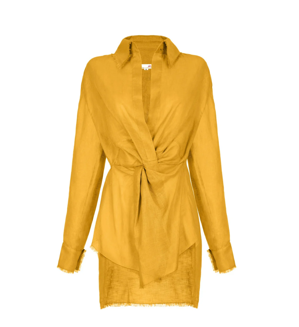 Сукня Atelier Handmade із зав'язками спереду yellow