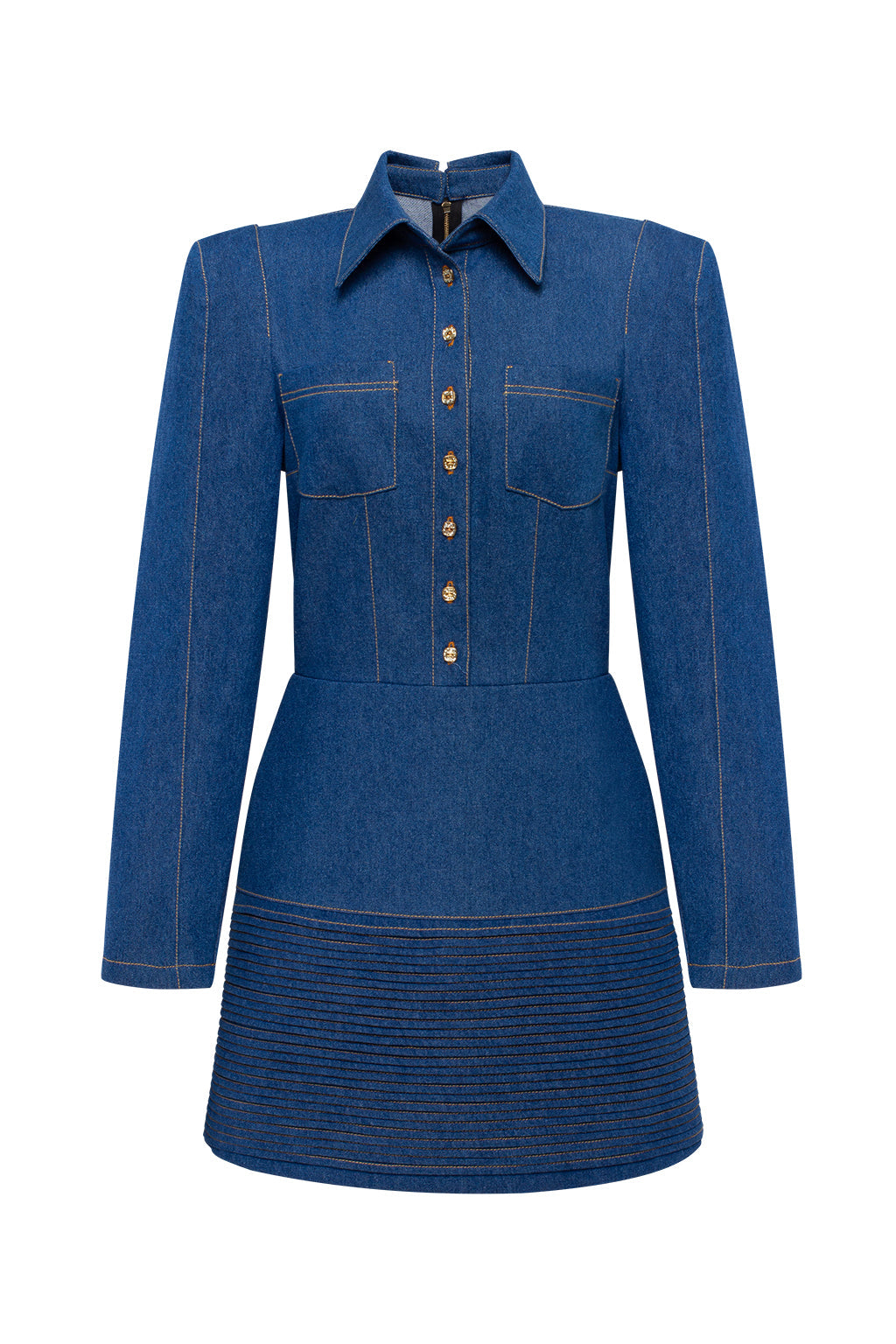 Джинсова міні-сукня з прикрасами