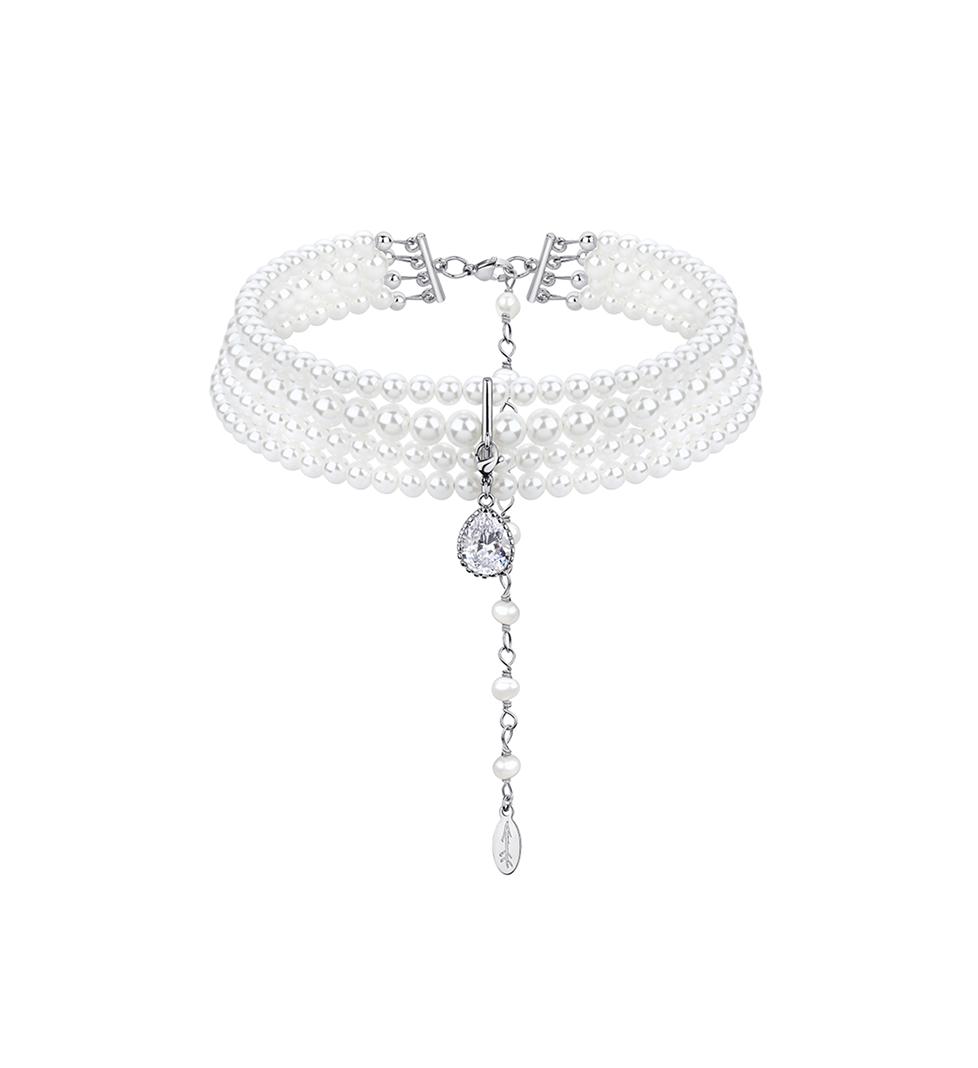 Grains De Verre "ANNA" Choker with ceramic beads and crystal Gold