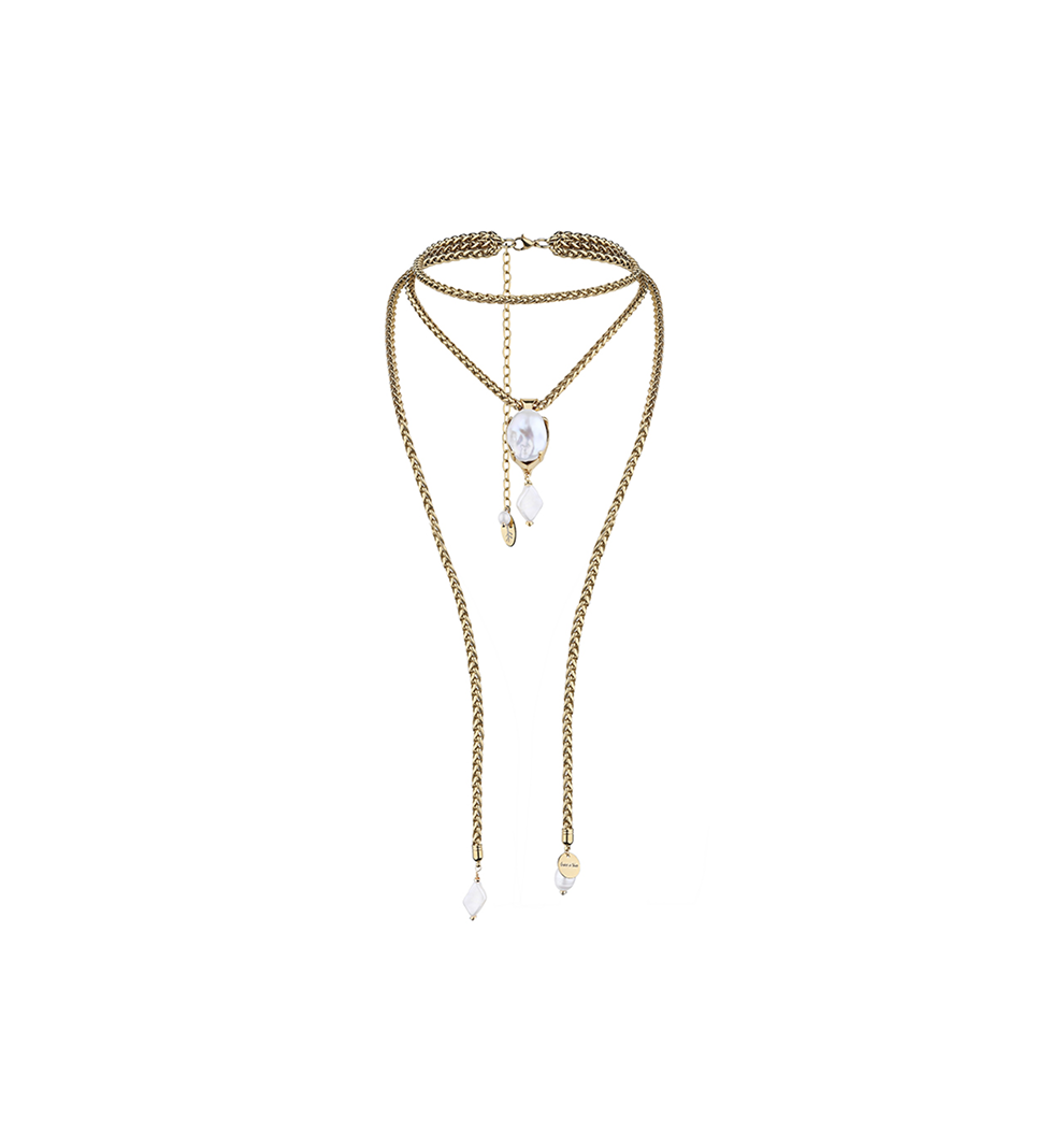 Grains De Verre "ODESA" Double Chain Necklace Silver