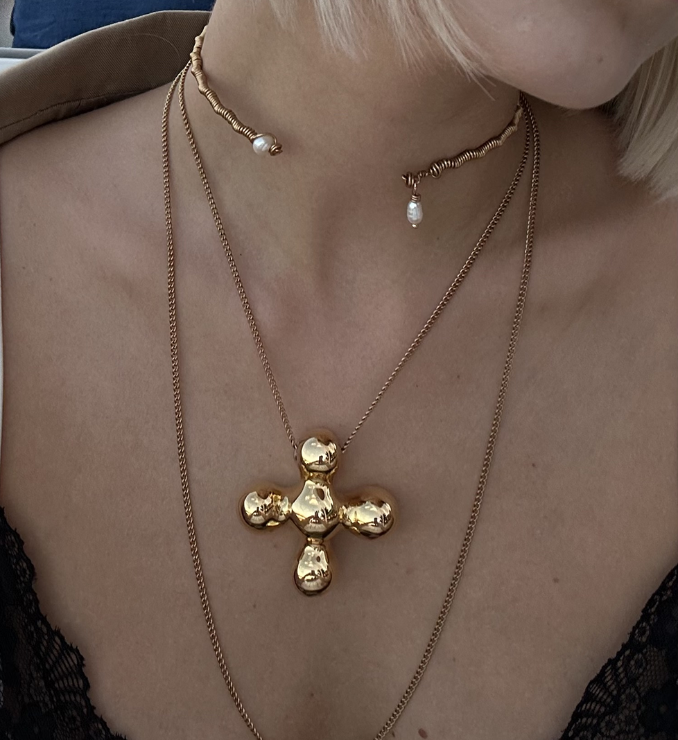 Намисто Grains De Verre "BLOOM" керамічне Gold