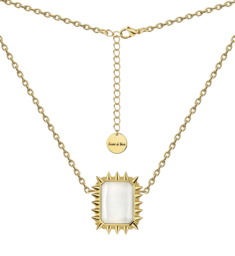 Grains De Verre "RUE CAMBON" Nacklace Silver White