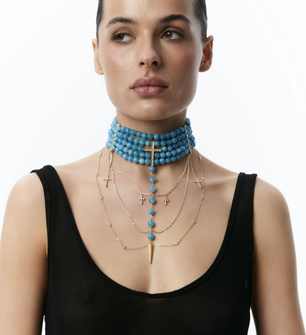 Намисто Grains De Verre "INNOCENT" Blue With Gold