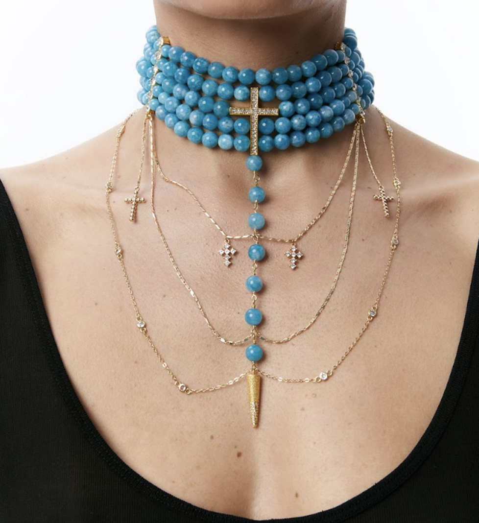 Намисто Grains De Verre "INNOCENT" Blue With Gold