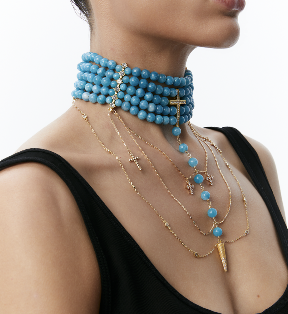 Намисто Grains De Verre "INNOCENT" Blue With Gold