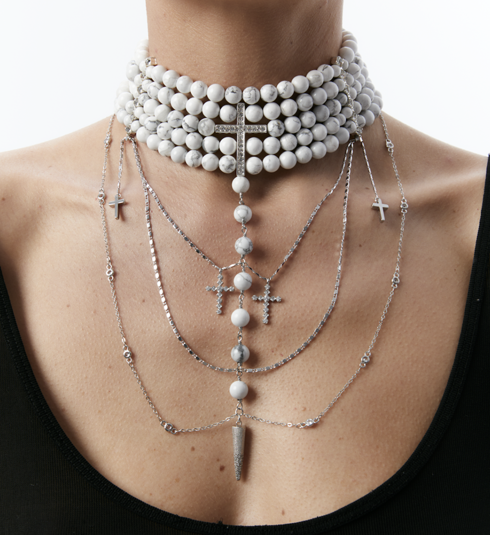 Намисто Grains De Verre "INNOCENT" Marble With Silver