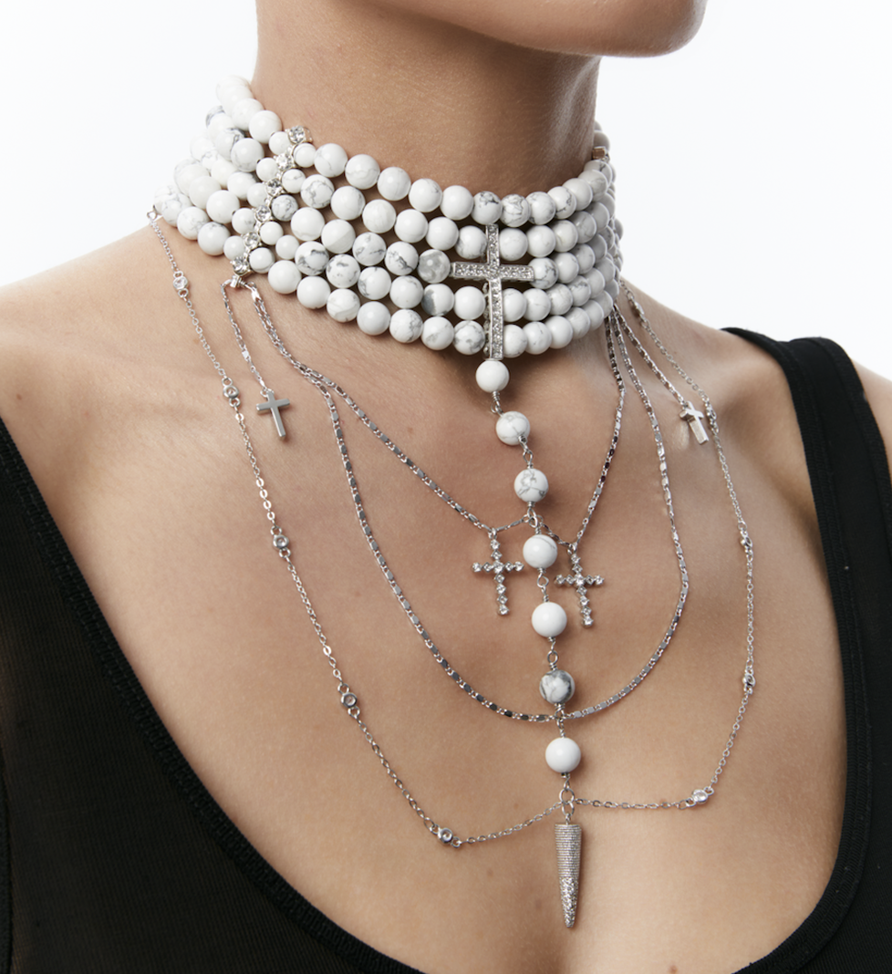 Намисто Grains De Verre "INNOCENT" Marble With Silver