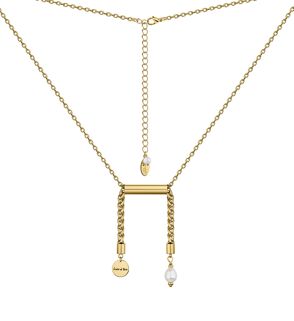 Grains De Verre "LIBRA" NECKLACE WITH PEARL SILVER