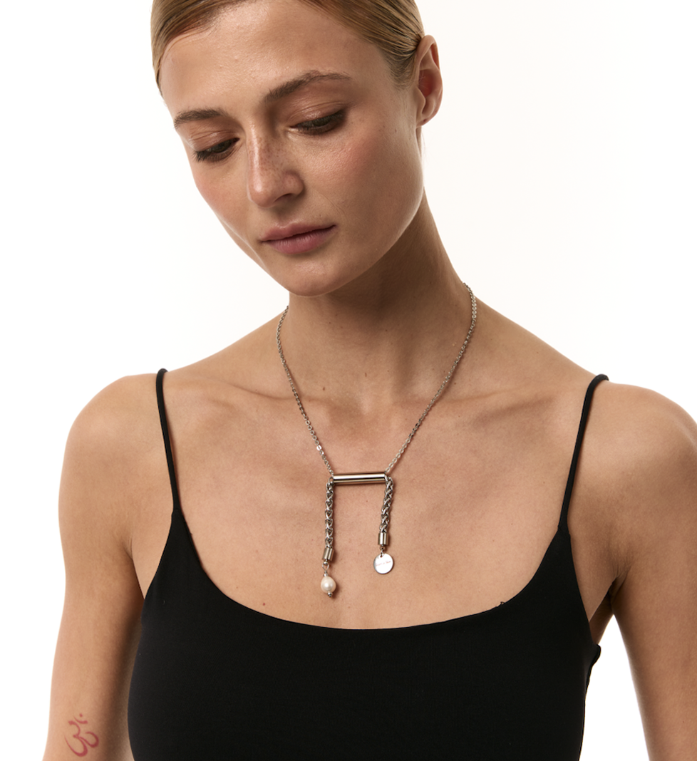 Намисто Grains De Verre "LIBRA" з перлиною Silver