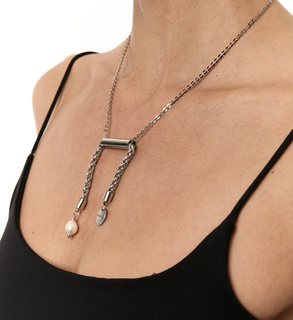 Намисто Grains De Verre "LIBRA" з перлиною Silver