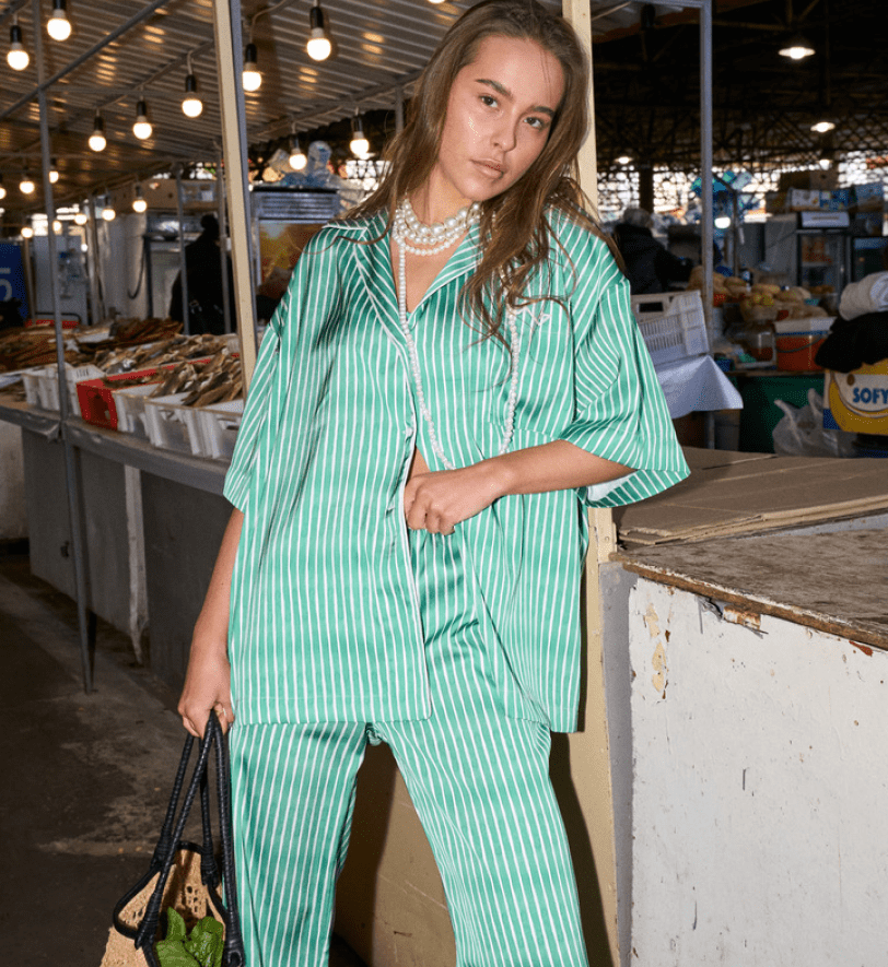 Зелений піжамний костюм з штанами BlackSeaTribe Телець