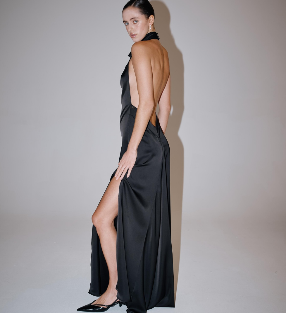 Сукня HAVRY під горло з відкритою спиною black