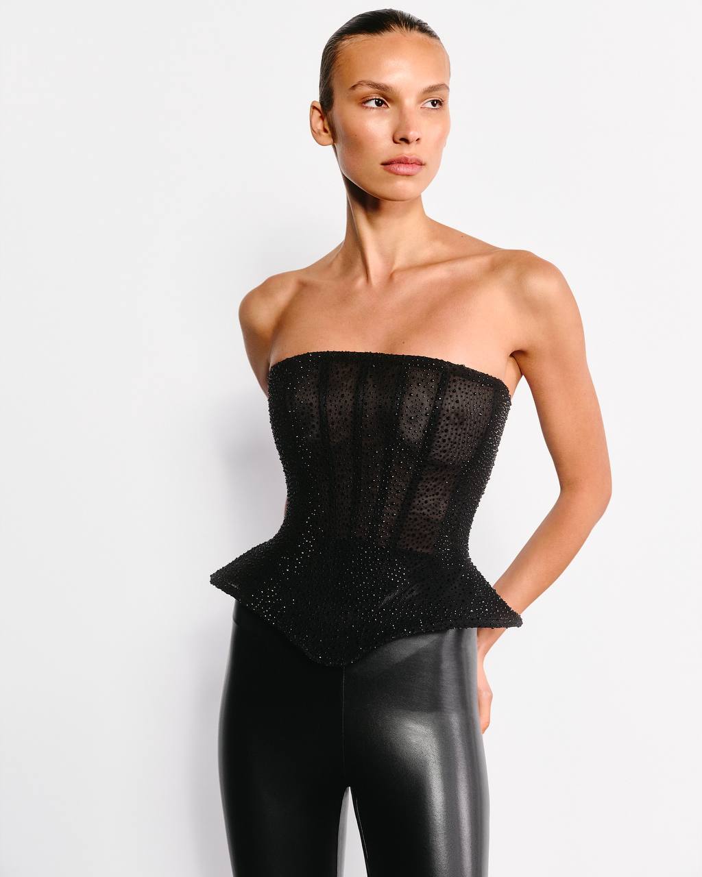 CISELES Figured corset with crystals gold