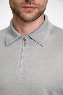 Long sleeve zip-up polo shirt