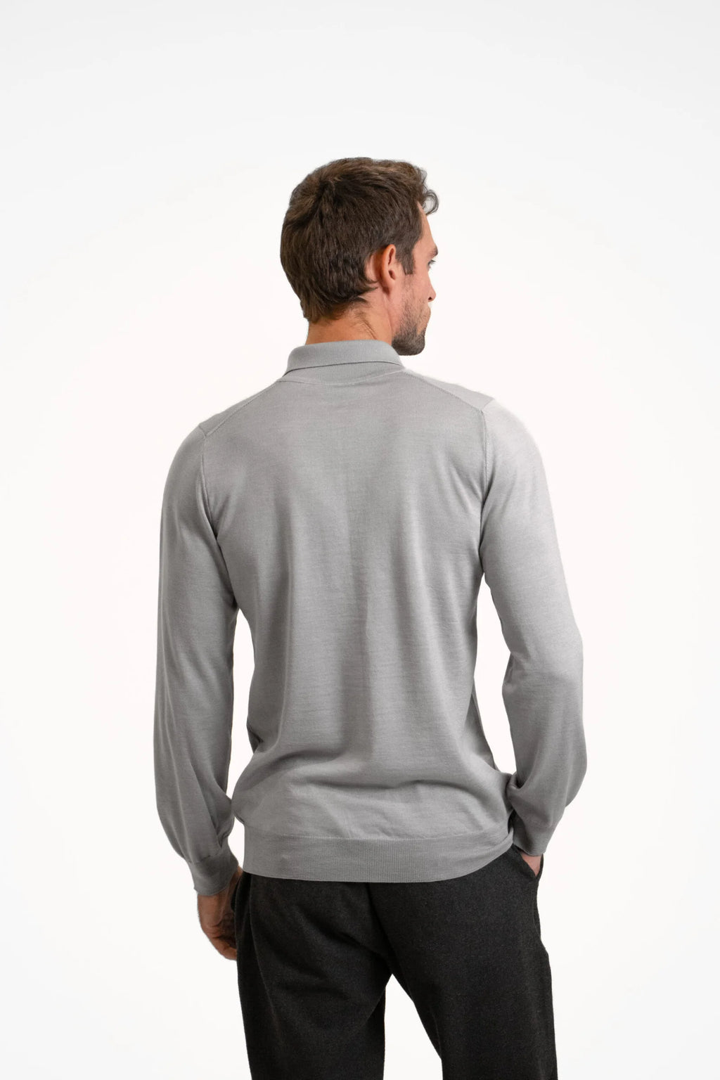 Long sleeve zip-up polo shirt
