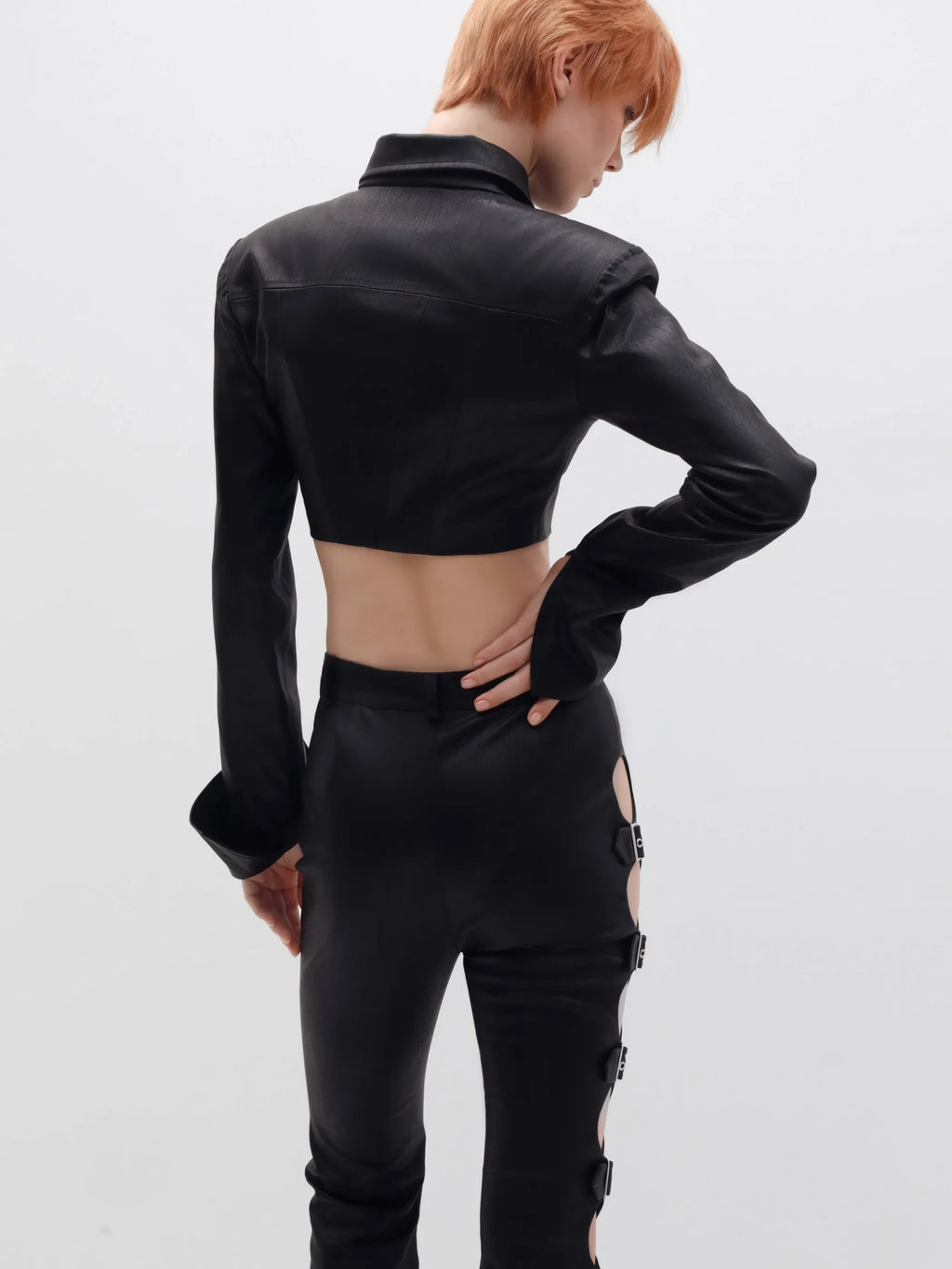 Cropped jacket made of eco-leather