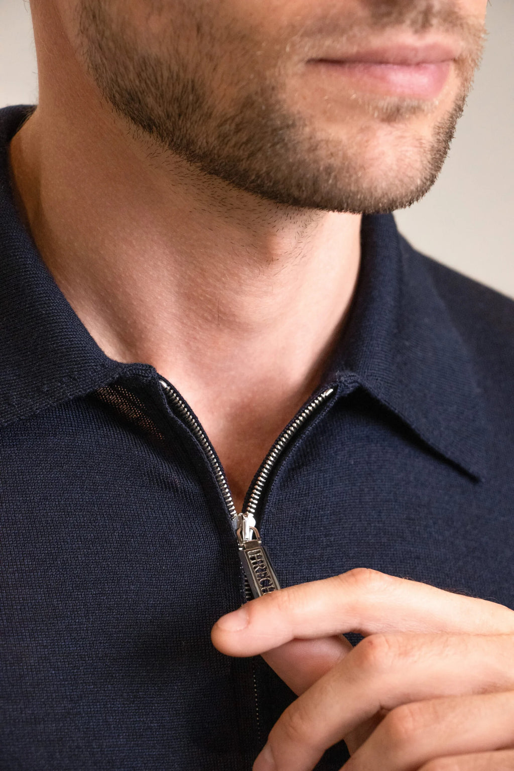 Long sleeve zip-up polo shirt