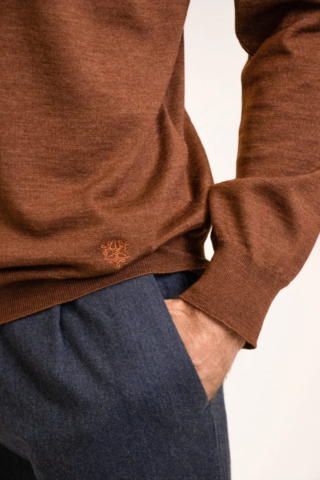 Long-sleeved button-down polo shirt