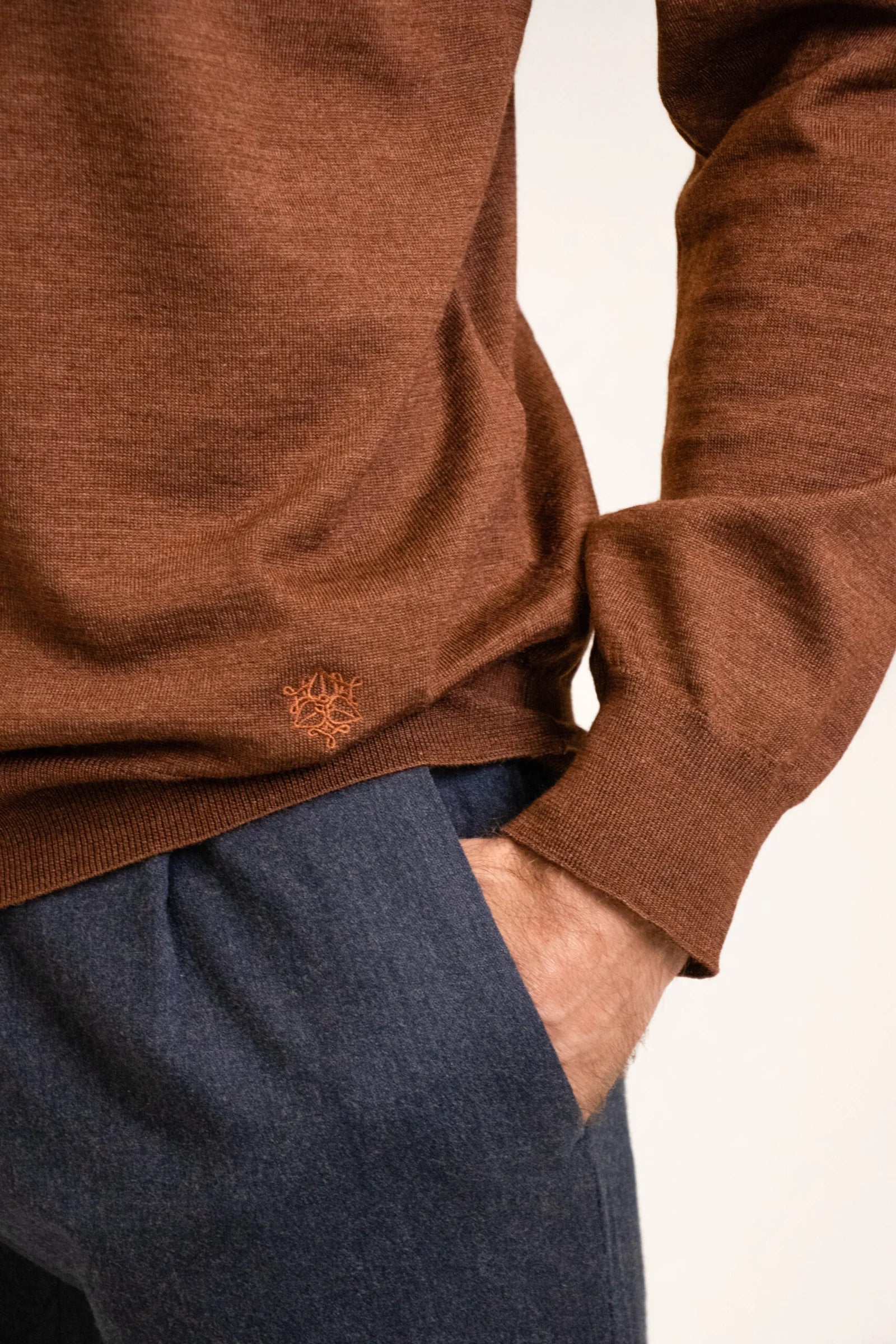 Long-sleeved button-down polo shirt