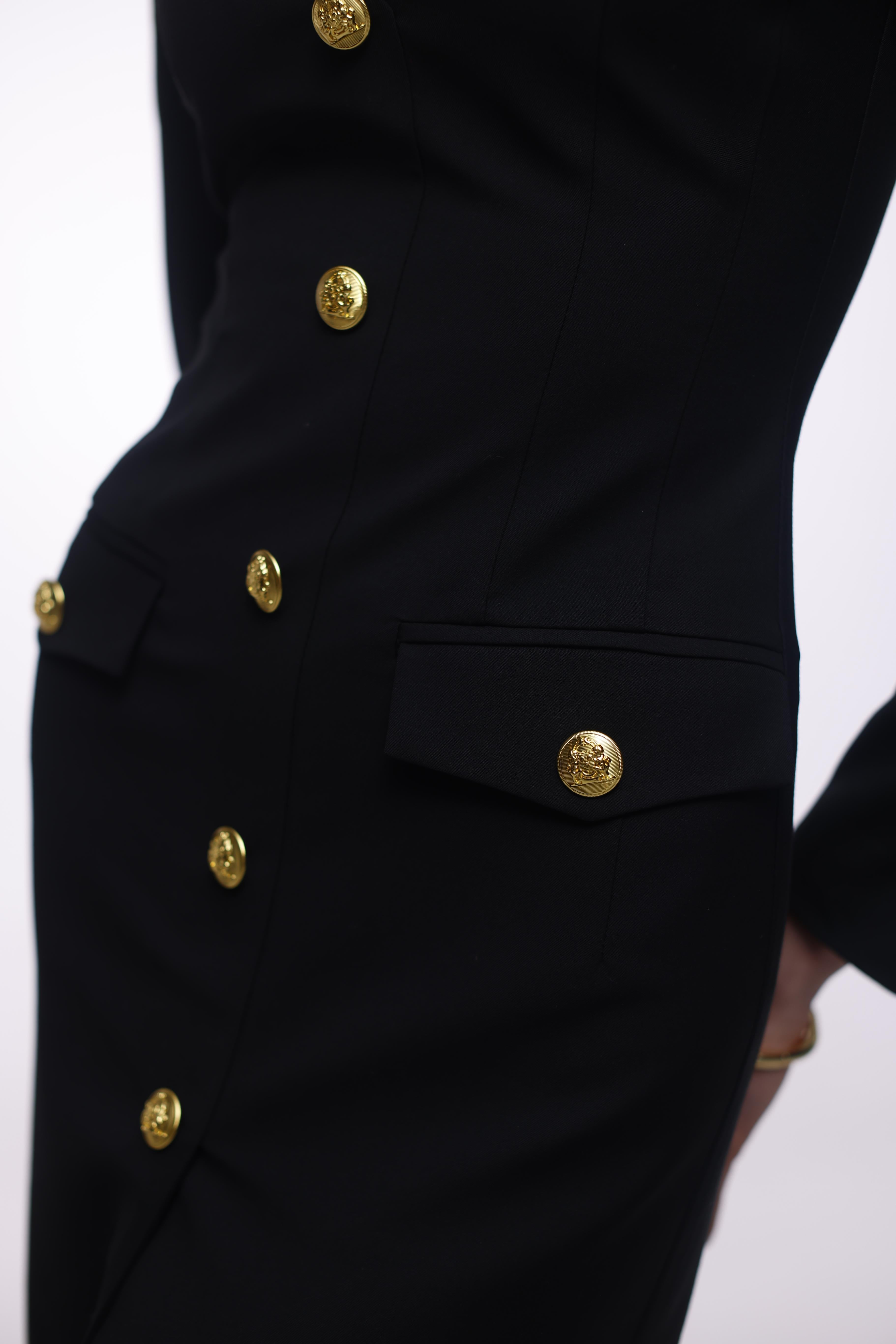 LONG TWO-TONE CREPE DRESS