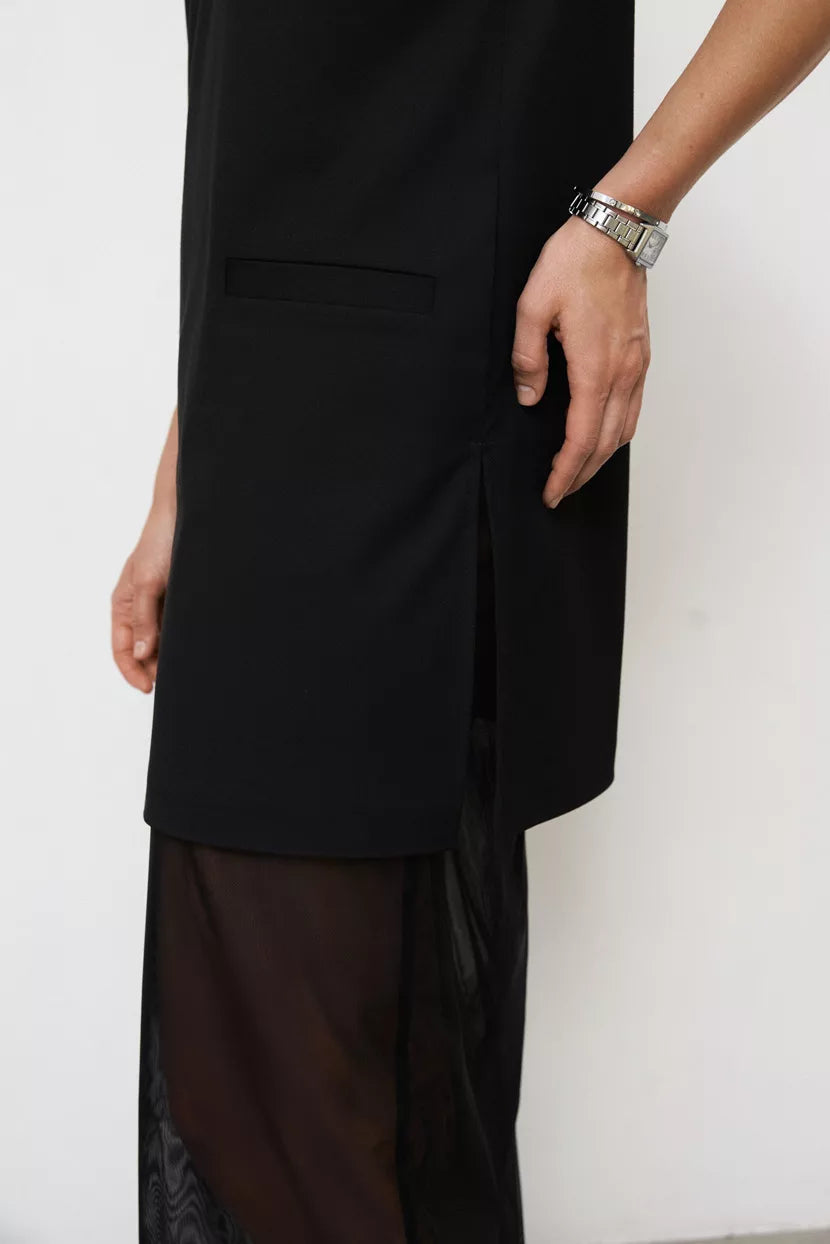 Dress with tunic and mesh