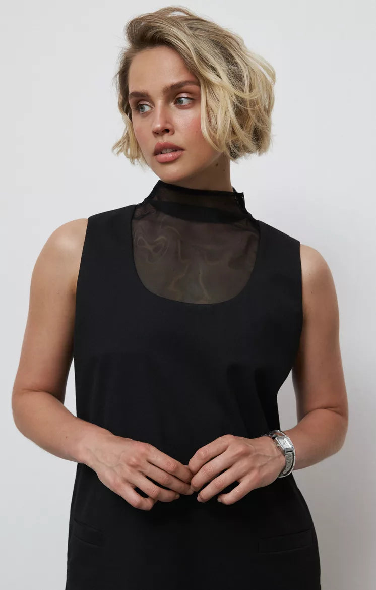 Dress with tunic and mesh
