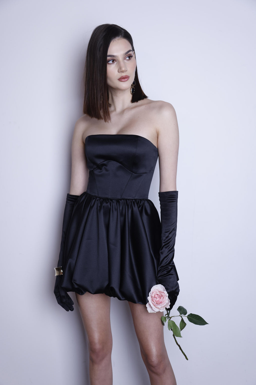 Satin dress sun flare mini