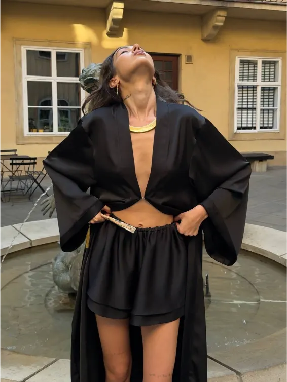 Long satin robe