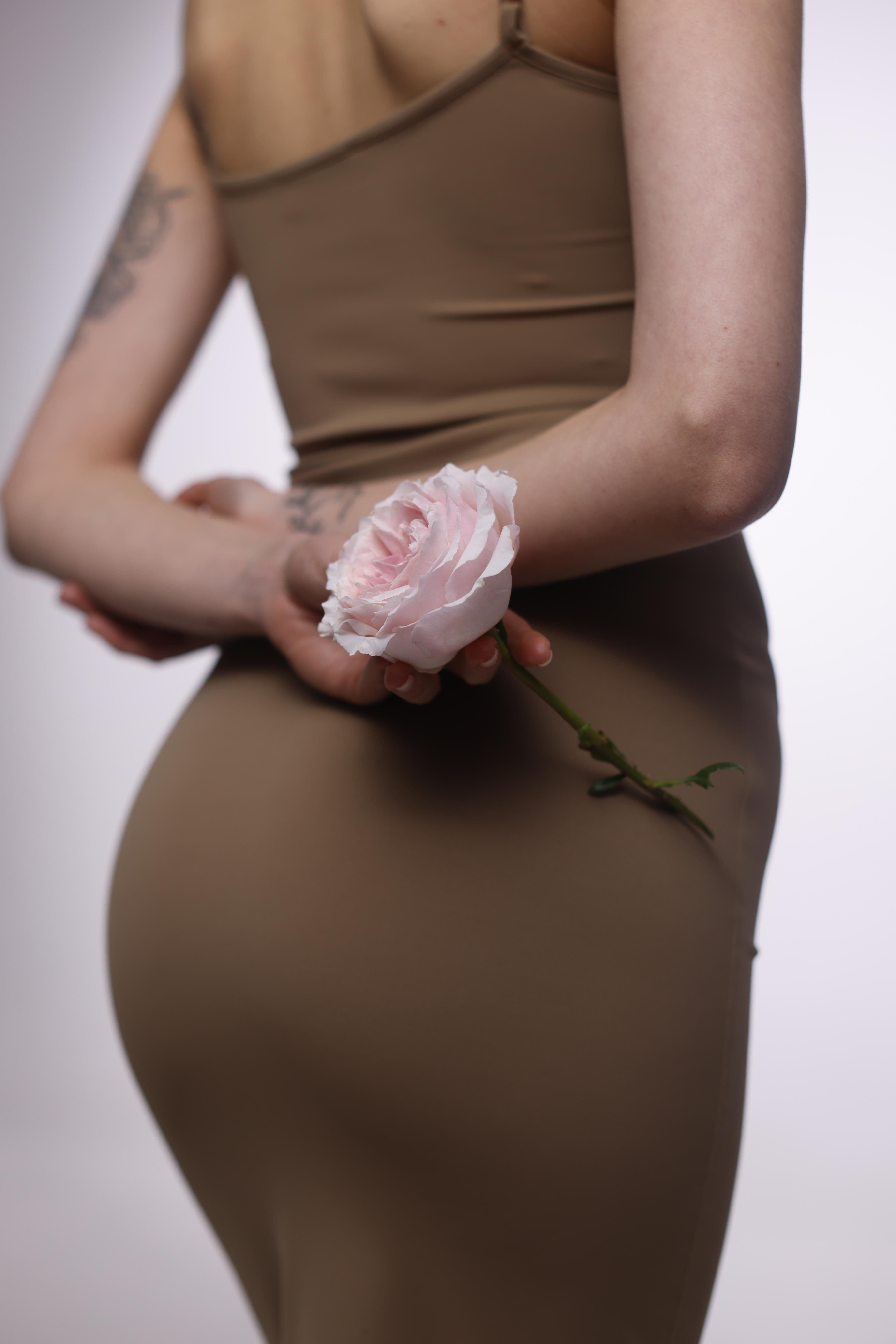 Stretch jersey long dress with logo