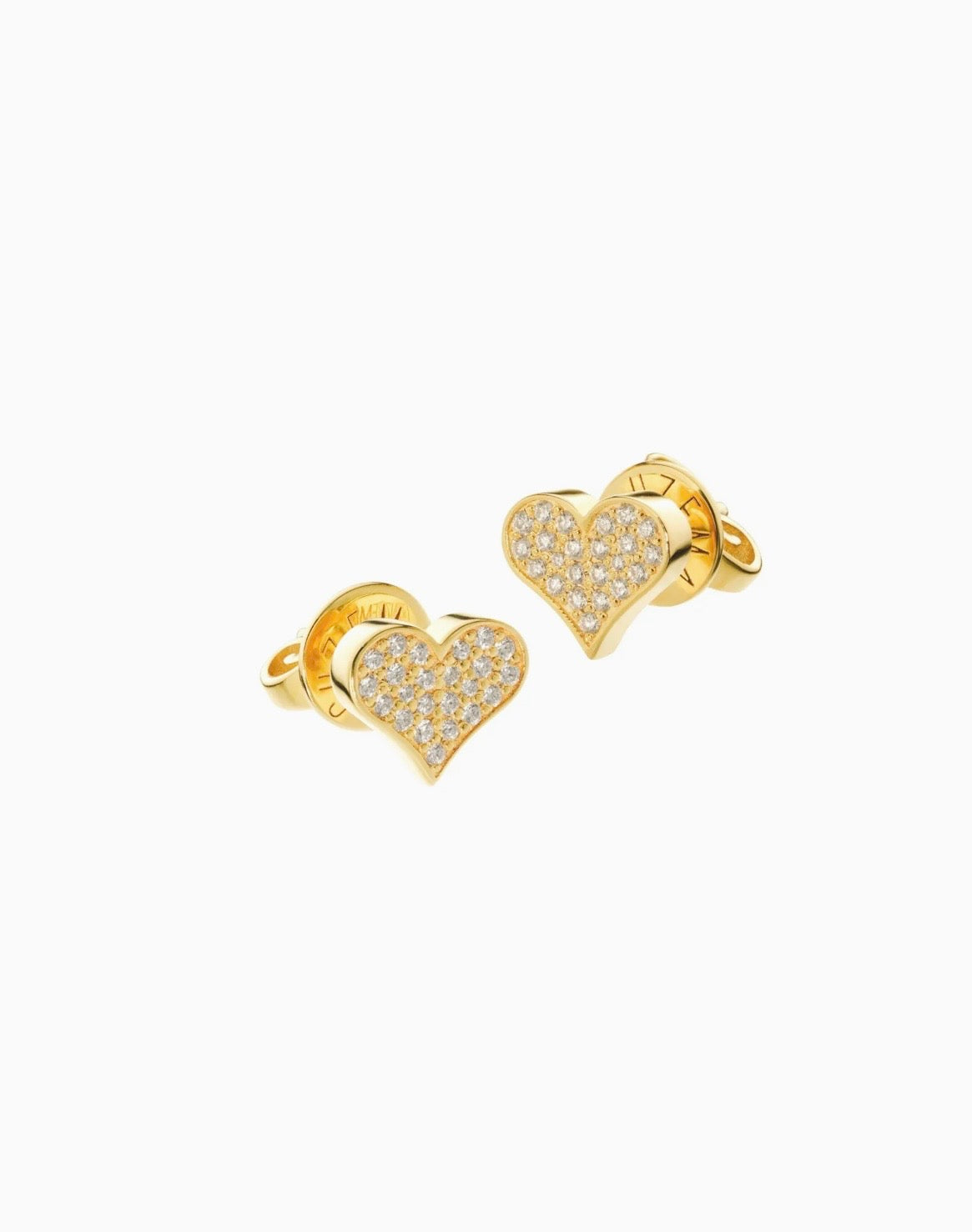 Серьги GUZEMA, сердечко с бриллиантами White Gold